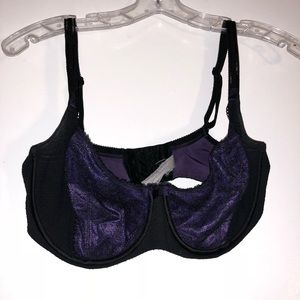 Black with Purple Accents Demi Bra 32F / 32DDDD